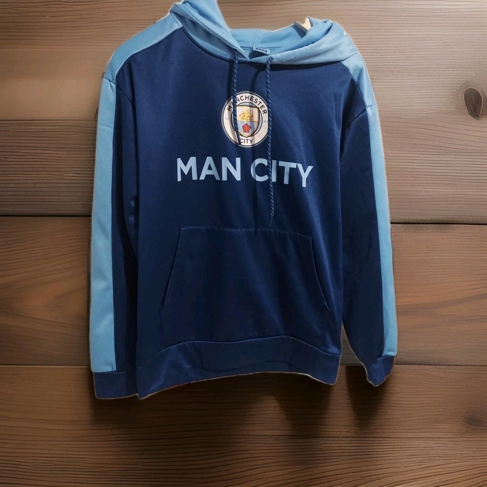 Manchester City F.C. Front Fleece Jacket Sweatshirt Official Soccer Hoodie S